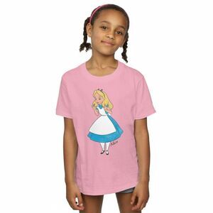 Alice In Wonderland Girls Classic Cotton T-Shirt / Baby Pink